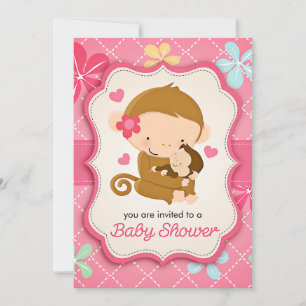 Cute Little Monkey Baby shower Kaart