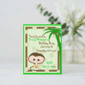 Cute Little Monkey Birthday Invitation Kaart (Staand voorkant)
