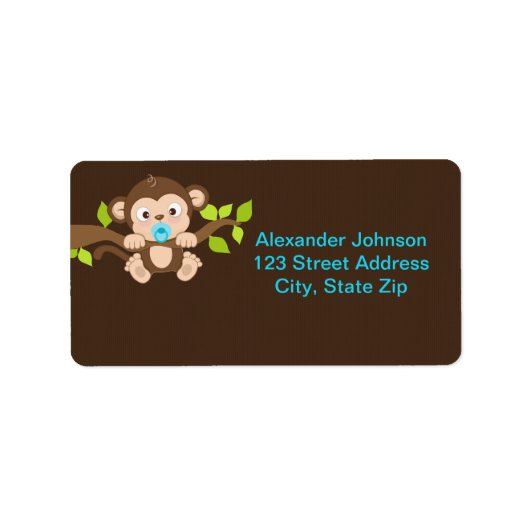 Cute Little Monkey Boy Adresetiketten Etiket (Voorkant)