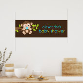 Cute Little Monkey Boy Baby shower Banner Poster (Keuken)
