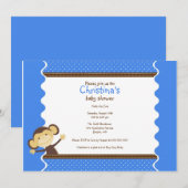 Cute Little Monkey Boy Baby shower Invitation Kaart (Voorkant / Achterkant)
