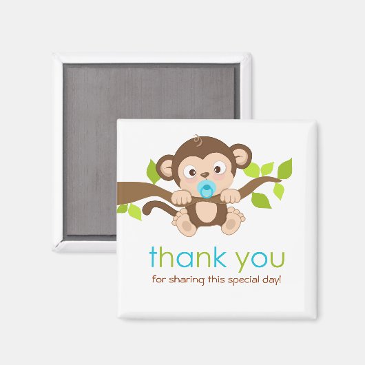Cute Little Monkey Boy Bedankt Magnet (Voorkant / Achterkant)