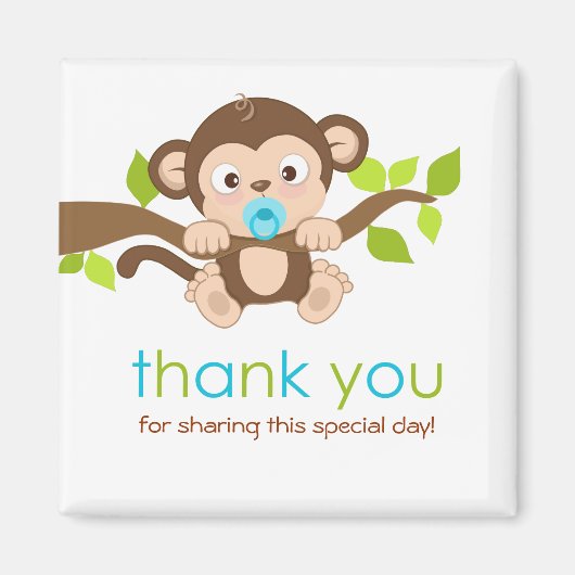 Cute Little Monkey Boy Bedankt Magnet (Voorkant)