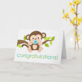 Cute Little Monkey Boy Wenskaart Kaart (Gele Bloem)