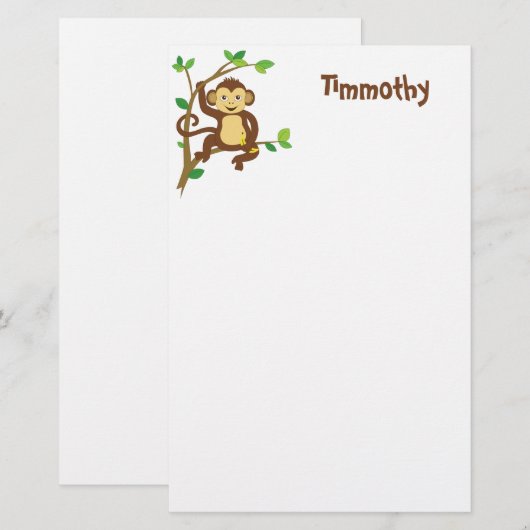 Cute Little Monkey Briefpapier (Voorkant / Achterkant)