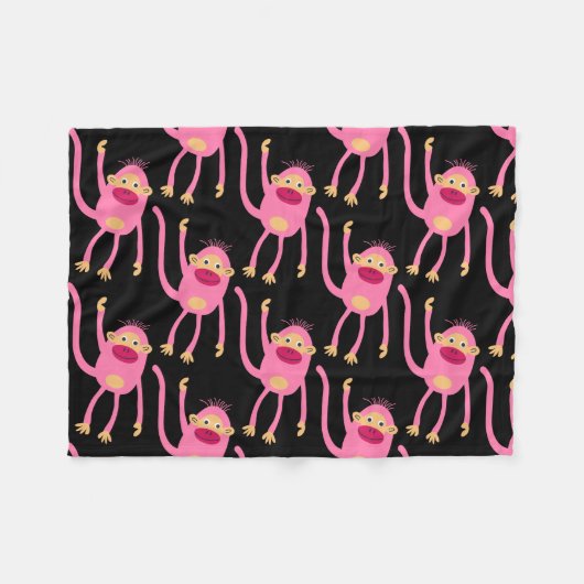 Cute Little Monkey Fleece Deken (Voorkant (Horizontaal))