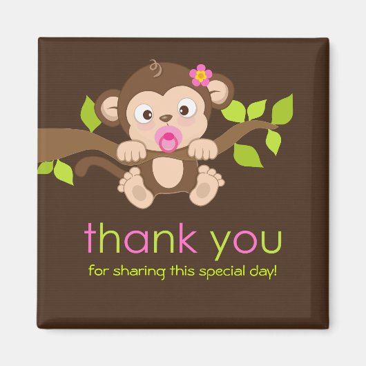 Cute Little Monkey Girl Bedankt Magnet (Voorkant)