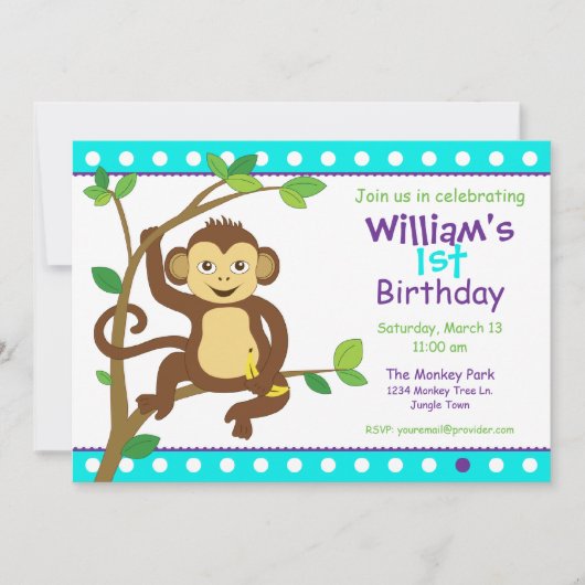 Cute Little Monkey Kaart (Voorkant)