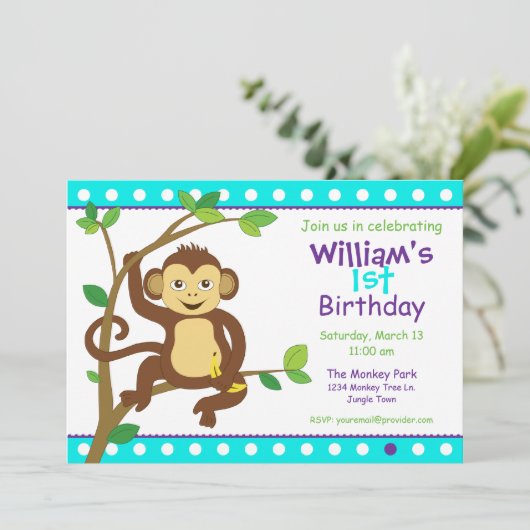 Cute Little Monkey Kaart (Staand voorkant)