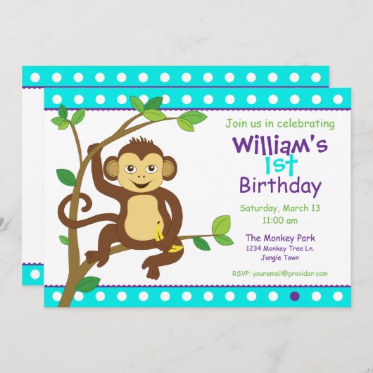 Cute Little Monkey Kaart (Voorkant / Achterkant)