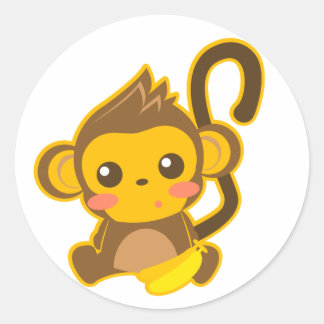 Cute Little Monkey Ronde Sticker
