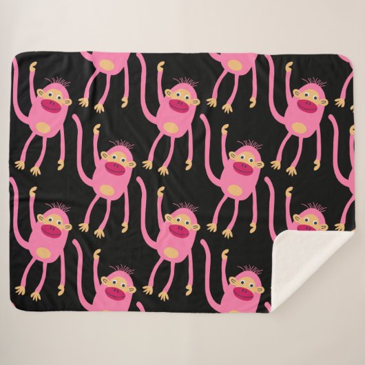 Cute Little Monkey Sherpa Deken (Voorkant (horizontaal))