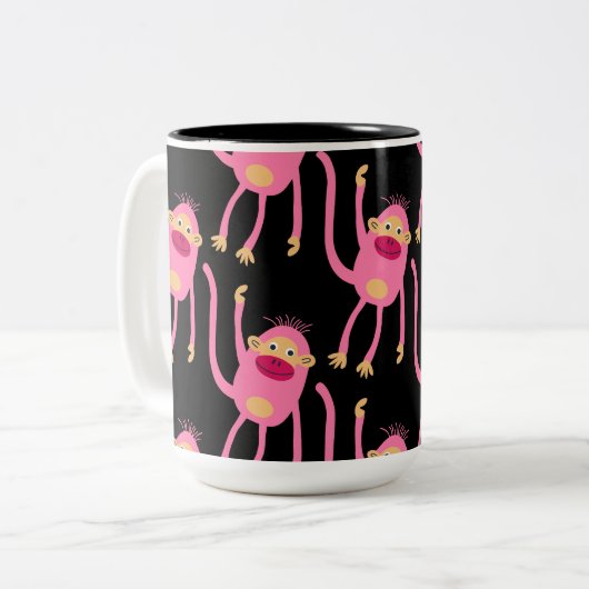 Cute Little Monkey Tweekleurige Koffiemok (Voorkant links)