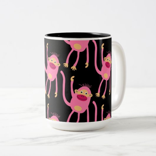 Cute Little Monkey Tweekleurige Koffiemok (Voorkant rechts)