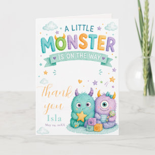 Cute Little Monster Baby Shower Halloween Bedankkaart
