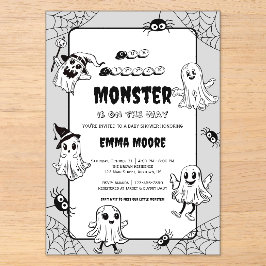 Cute Little Monster Baby Shower Illustratie Acryl Uitnodigingen