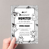 Cute Little Monster Baby Shower Illustration Acryl Uitnodigingen (Insitu (Draagbaar))