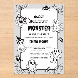 Cute Little Monster Baby Shower Illustration Acryl Uitnodigingen