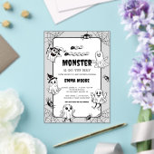 Cute Little Monster Baby Shower Illustration Acryl Uitnodigingen (Insitu (Huwelijk))