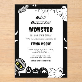 Cute Little Monster Baby Shower Illustration Acryl Uitnodigingen