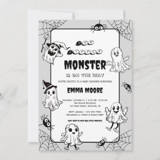 Cute Little Monster Baby Shower Illustration Kaart