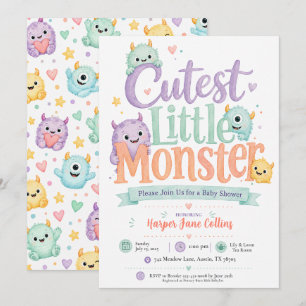Cute Little Monster Baby Shower Kaart
