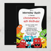 CUTE Little Monster Bash Birthday Party Kaart (Voorkant / Achterkant)