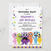 CUTE Little Monster Bash Birthday Party Kaart (Voorkant)