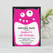 CUTE Little Monster Bash Birthday Party Kaart (Staand voorkant)