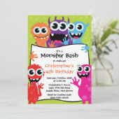 CUTE Little Monster Bash Birthday Party Kaart (Staand voorkant)