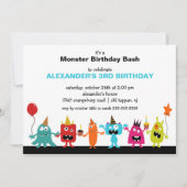 CUTE Little Monster Bash Birthday Party Kaart (Voorkant)
