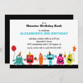 CUTE Little Monster Bash Birthday Party Kaart (Voorkant / Achterkant)