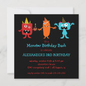 CUTE Little Monster Bash Birthday Party Kaart (Voorkant)