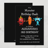 CUTE Little Monster Bash Birthday Party Kaart (Voorkant / Achterkant)