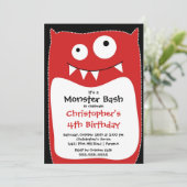 CUTE Little Monster Bash Birthday Party Kaart (Staand voorkant)