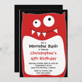 CUTE Little Monster Bash Birthday Party Kaart (Voorkant / Achterkant)