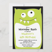 CUTE Little Monster Bash Birthday Party Limoen Kaart (Voorkant)