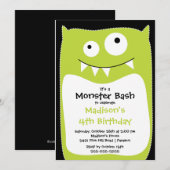 CUTE Little Monster Bash Birthday Party Limoen Kaart (Voorkant / Achterkant)