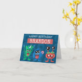 Cute Little Monster Birthday Donut Party Kaart (Gele Bloem)