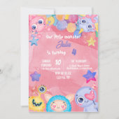 Cute Little Monster Birthday Party Invitation Kaart (Voorkant)
