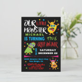 Cute Little Monster Birthday Party Kaart (Staand voorkant)