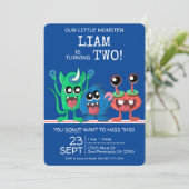 Cute Little Monster Boys Donut 2nd Birthday Kaart (Staand voorkant)