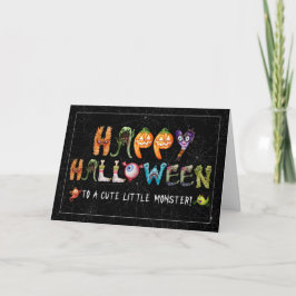 Cute Little Monster Funny Halloween Typografie Feestdagen Kaart