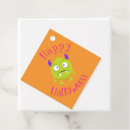 Cute Little Monster Oranje Halloween Party Bedankjes Labels