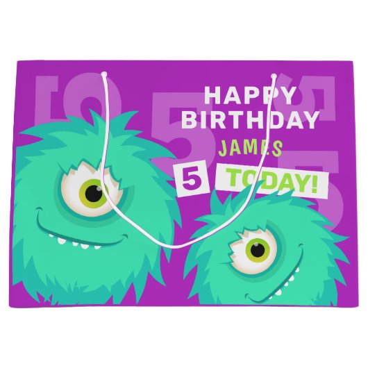 Cute Little Monster Paars Groot Cadeauzakje (Voorkant)