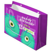 Cute Little Monster Paars Groot Cadeauzakje (Voorkant Gekanteld)
