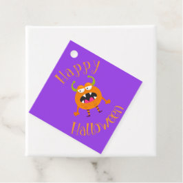 Cute Little Monster Paars Halloween Party Bedankjes Labels