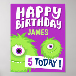 Cute Little Monster Paars Poster