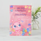 Cute Little Monster-verjaardagsuitnodiging Kaart (Staand voorkant)