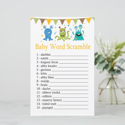 Cute Little Monsters Baby word scramble game (Staand voorkant)